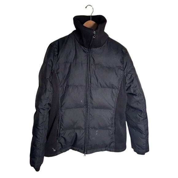 Vintage Old Navy Puffer Coat Size Medium Black Side Panels Down Feather FLAWED - Picture 2 of 13
